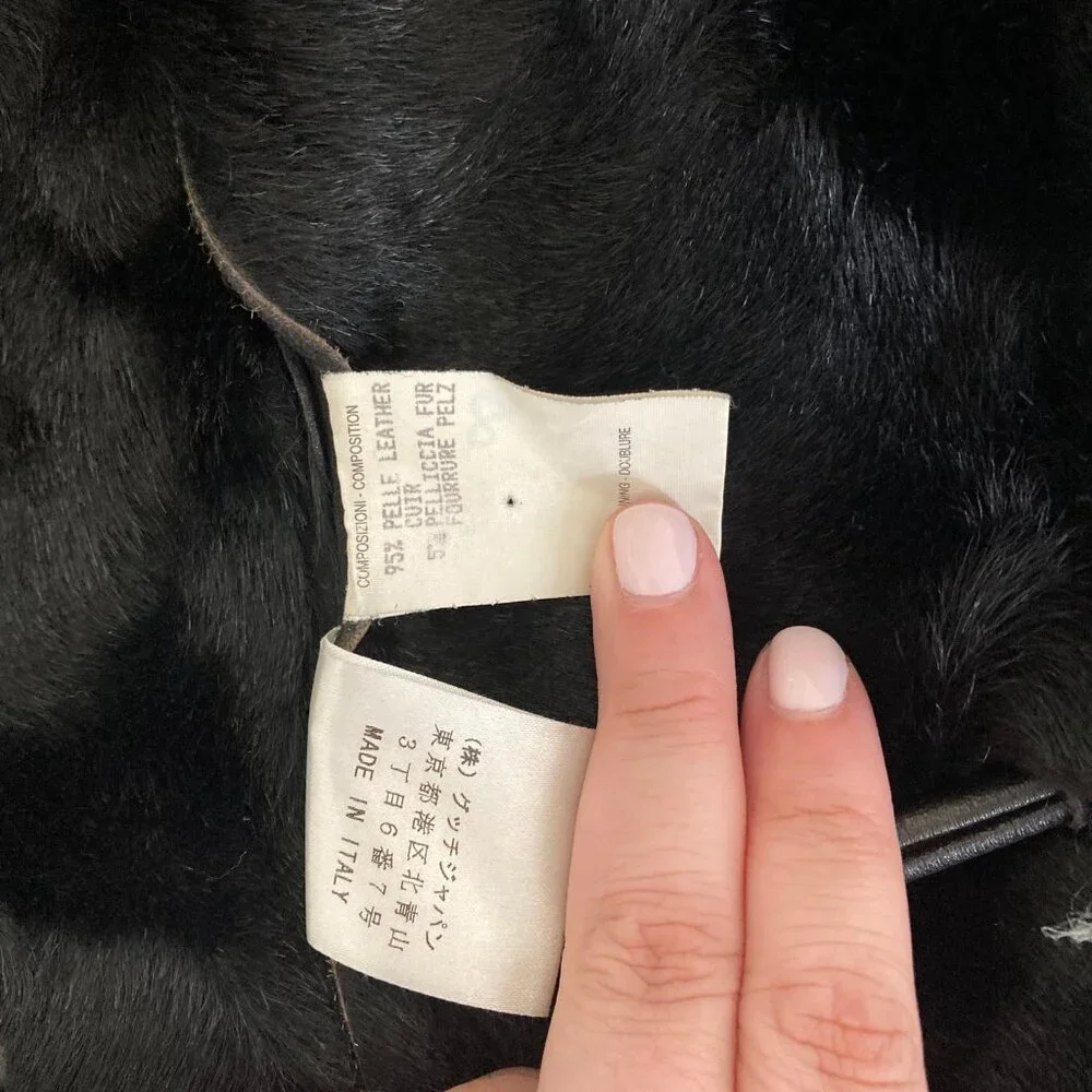 Gucci Tom Ford Era F/W 1999 Black Suede and Shearling Coat 90s Y2K Vintage - Picture 15 of 16